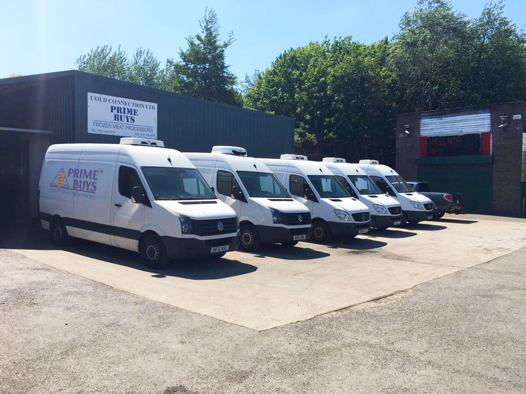 Prime Buys refrigerated delivery vans outside the Jarrow plant
